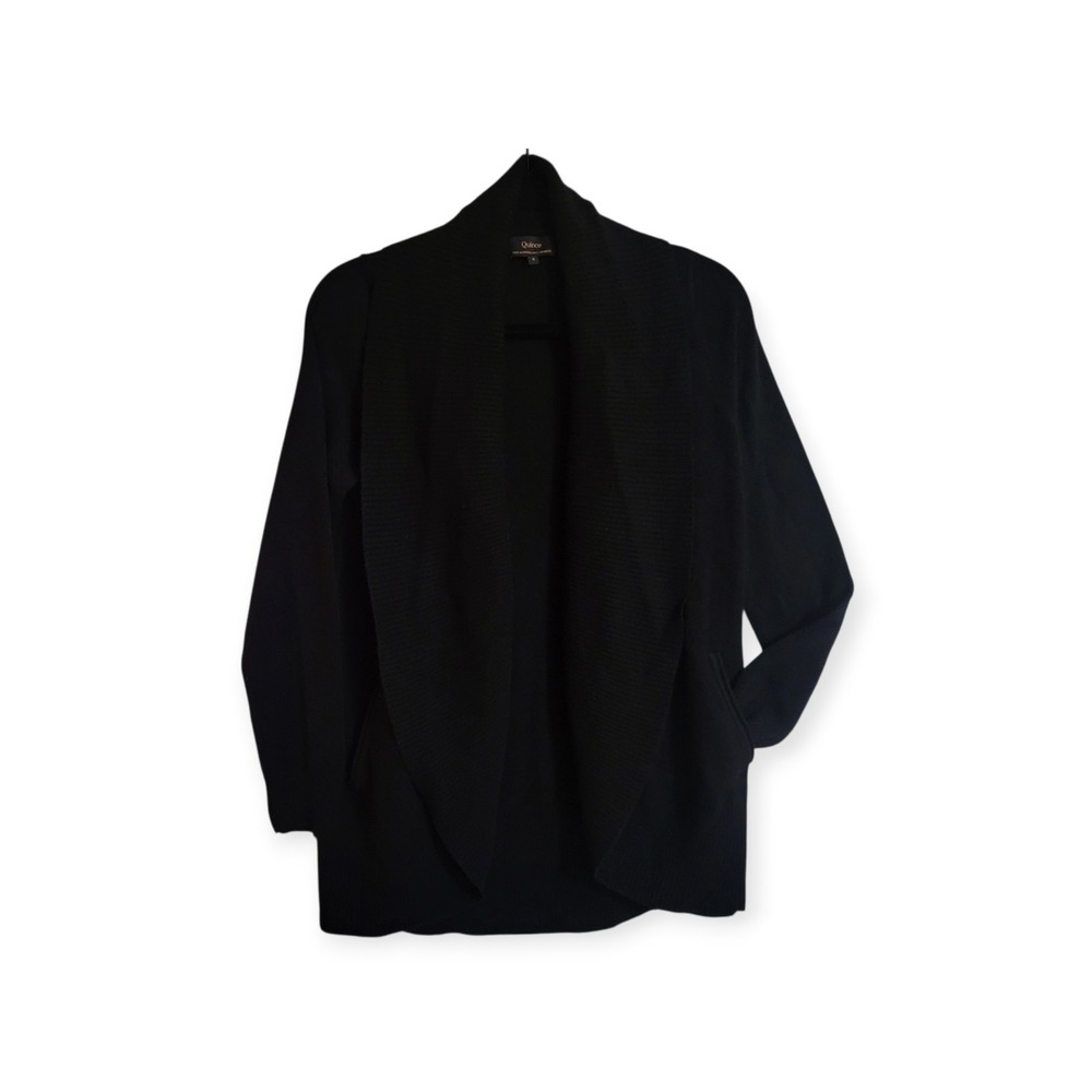 Quince S NWOT Mongolian Cashmere Open Cardigan Sweater Black Quiet Lux Minimal - Picture 11 of 12